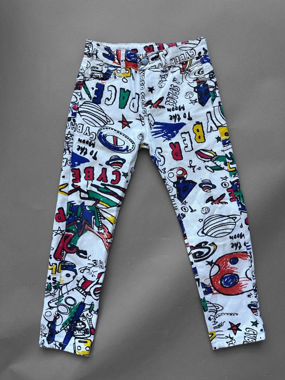 Kids White Space Graphic Skinny Jeans, size 8t